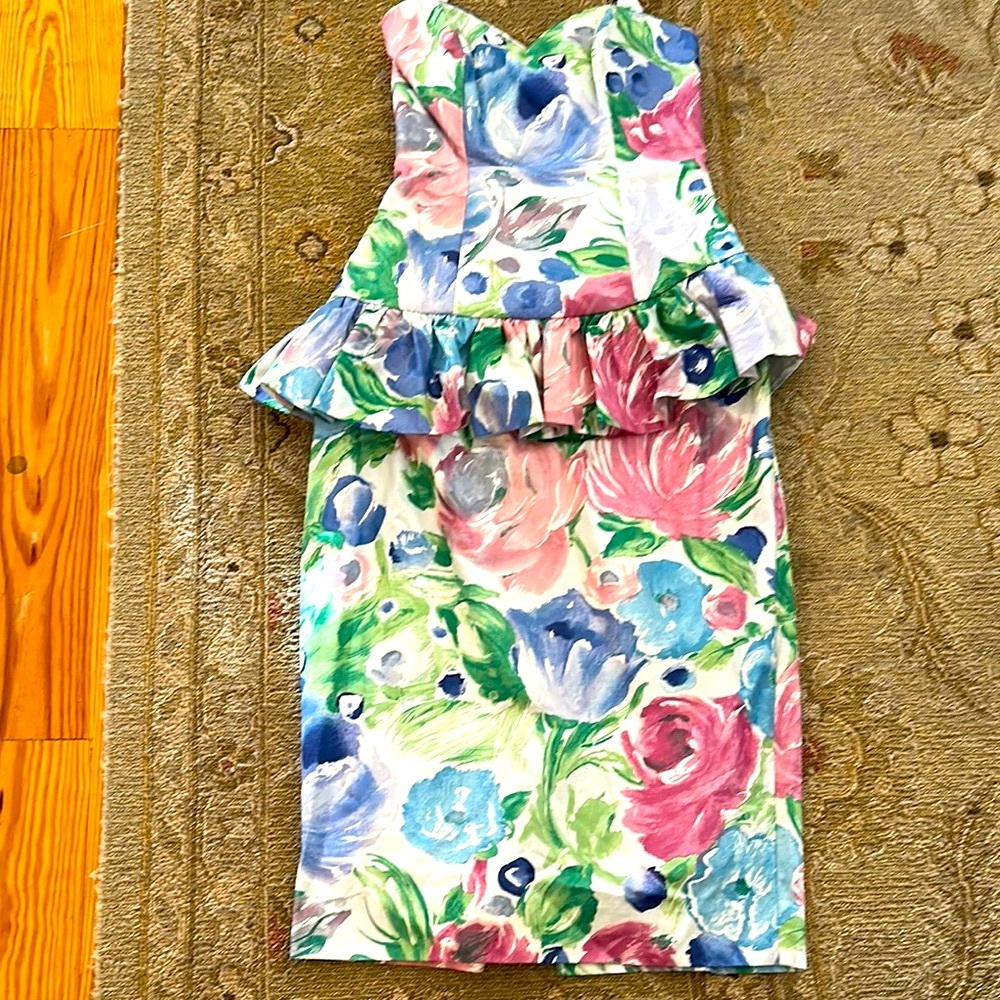 1980s vintage Margie Darnell New Orleans boutique floral peplum Dress